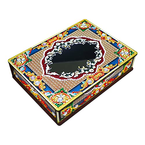 Klassische Mandala Diamond Painting Schmuckkästchen Aufbewahrungsbox DIY Diamant Malerei Schmuckaufbewahrung Holz Organizer Box Geschenke (I) von Demiawaking