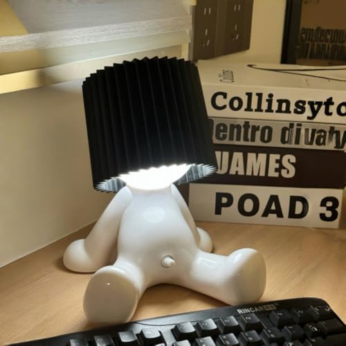 Kreative Nachtlicht A Little Shy Man, Lustige Schüchterner Mann Lampe Tischlampe, LED Tischlampe Mit Schirm, Romantische LED Nachttischlampe Schlafzimmer Deko Lampe (Sitz, Schwarz) von Demiawaking