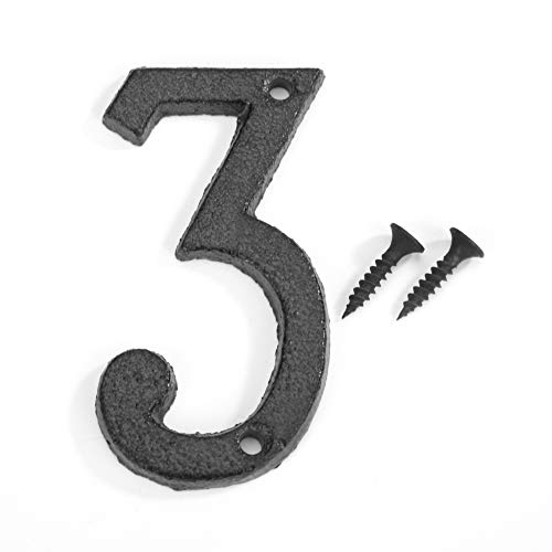 Metall Digitale Zahlen Gusseisen Hauszeichen Hausnummer Türschild mit Schrauben DIY Cafe Wand Deko (3) von Demiawaking