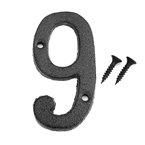 Metall Digitale Zahlen Gusseisen Hauszeichen Hausnummer Türschild mit Schrauben DIY Cafe Wand Deko (9) von Demiawaking