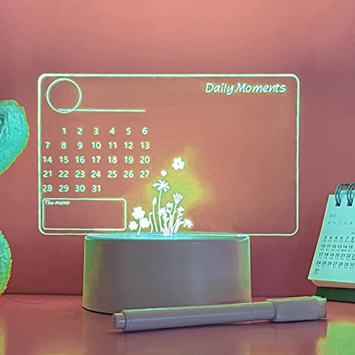 Multifunktional Nachtlicht Kalender Schreibtafel mit Stift, LED Nachrichtentafel Memorandum, Schreibtischlampe Deko Lampe für Kinderzimmer Schlafzimmer (Batterie USB + Bunt) von Demiawaking