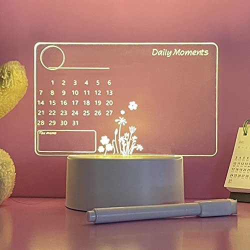 Multifunktional Nachtlicht Kalender Schreibtafel mit Stift, LED Nachrichtentafel Memorandum, Schreibtischlampe Deko Lampe für Kinderzimmer Schlafzimmer (USB+3 Farben) von Demiawaking