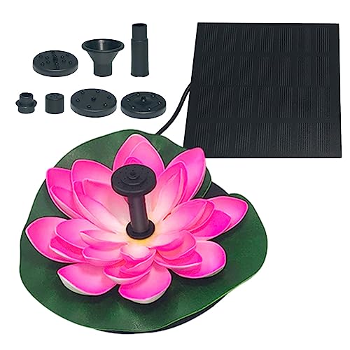 Solar Springbrunnen Lotus Brunnen, Teichpumpe mit 7 Düsen, Gartendeko Lotus Deko,Teichbrunnen Wasserpumpe für Garten,Terrassen,Pool (1.2W Rosa) von Demiawaking