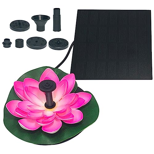 Solar Springbrunnen Lotus Brunnen, Teichpumpe mit 7 Düsen, Gartendeko Lotus Deko,Teichbrunnen Wasserpumpe für Garten,Terrassen,Pool (2.5W Rosa) von Demiawaking