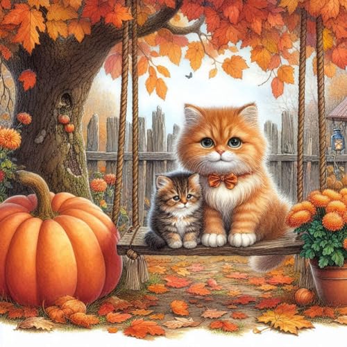 Vollbohrer Diamond Painting Bilder Herbstdeko Set, Diamant Painting Herbst Kürbis Herbstdeko Kit, Full Diamant Malerei 40x40cm (A) von Demiawaking