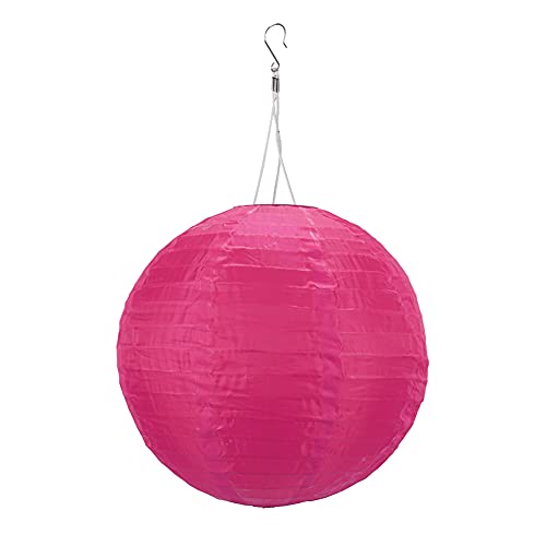 Wasserdichte Solar LED-Laterne aus Nylon, Solar Laterne Warmweiß Licht, Deko Lampe für Hochzeit, Geburtstag, Party, Urlaub, Garten, Outdoor, Solarlaterne Solarlampen für Außen (Pink, 8Zoll) von Demiawaking