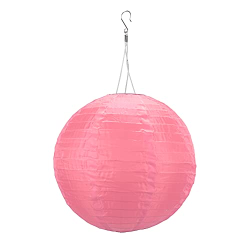 Wasserdichte Solar LED-Laterne aus Nylon, Solar Laterne Warmweiß Licht, Deko Lampe für Hochzeit, Geburtstag, Party, Urlaub, Garten, Outdoor, Solarlaterne Solarlampen für Außen (Rosa, 8Zoll) von Demiawaking