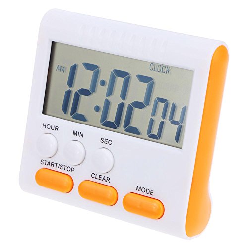 demiawaking Küche Timer Digital Kochen Countdown Uhr mit großem LCD-Display lauter Alarm Magnetischer Rückseite 24 Stunden Zählen Up Down Orange von Demiawaking