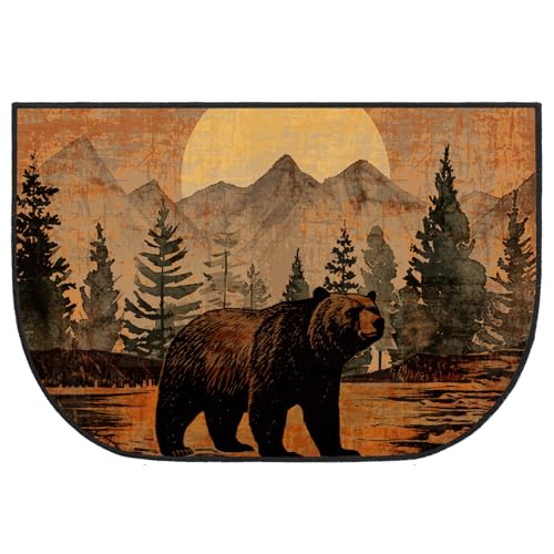 Demissle Kaminteppich, Kaminmatte, Kabine, Südwestern, feuerfest, feuerbeständig, Teppich für Holzofen, Boden für Küche, drinnen und draußen (Bär, 68 x 121 cm) von Demissle