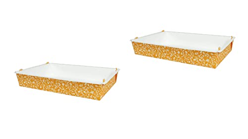 Demmler Back- und Auflaufform - Farbe: Mango - 4 Stück (2x2 Sets) - Rechteckige Einwegform aus stabilem Ofenkarton (28,5 x 18,5 x 5 cm) - Backfest bis 200 °C, gefrierfest bis -40 °C - Made in Germany von Demmler