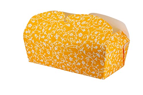 Demmler Baking box to go in mango mit weißem Classico Design - Transportable Backform aus Ofenkarton - zum beguemen backen, transportieren & schenken - 4 Backtruhen - Made in Germany von Demmler