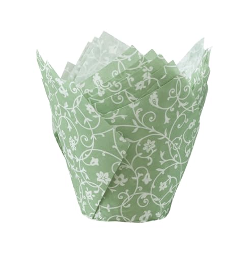 Demmler Muffin-Tulip-Wraps - Muffinförmchen - Tulipförmchen - Farbe: Classico Weiß/Jade (Grün) - Größe: 5 x 5 x 9 cm - 24 Stück - Made in Germany von Demmler