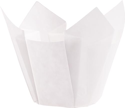 Demmler Muffin-Tulip-Wraps - Muffinförmchen - Tulipförmchen - Tulpen Form - Farbe: Weiß - Größe: 14 x 14 x 14 cm - 24 Stück - Made in Germany von Demmler