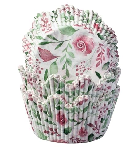 Demmler Muffinförmchen Blumen - Cupcakeförmchen mit den Motive Rose - Maße: 50x38 mm - Insgesamt 40 Stück - Made in Germany von Demmler