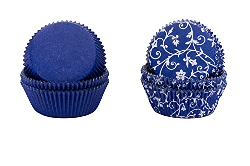 Demmler Muffinförmchen - Cupcakeförmchen 2er Set blau in Unifarbend & mit weißem Classico Desgin - 120 Stück - Made in Germany von Demmler
