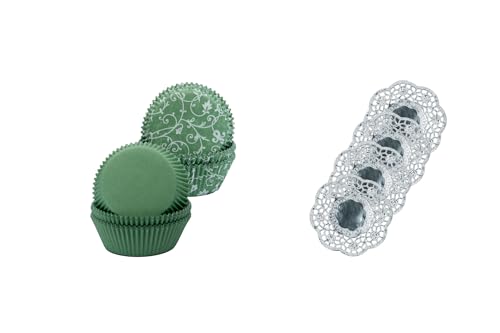 Demmler Muffinförmchen - Cupcakeförmchen 2er Set jadefarbend in Unifarbend & mit weißem Classico Desgin - 120 Stück - Made in Germany Demmler Muffinförmchen - Cupcakeförmchen 2er Set jadefarbend in Unifarbend & mit weißem Classico Desgin - 120 Stück - Made in Germany von Demmler