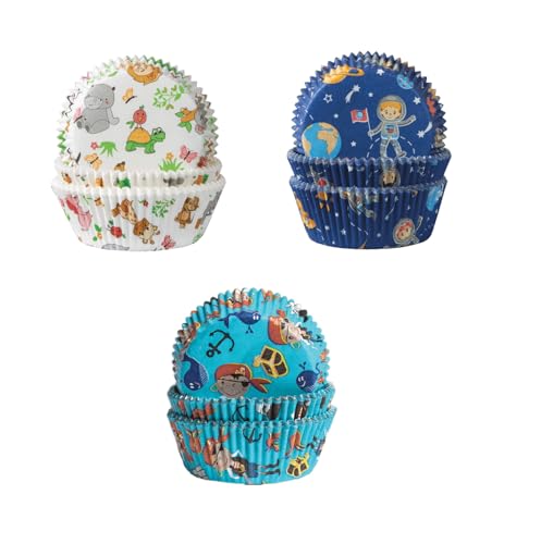 Demmler Muffinförmchen Set Abenteuer - Cupcakeförmchen mit den Motiven Pirat, Astronaut, Tierwelten - Maße: 5 x 5 x 2,5 cm - Insgesamt 180 Stück - Made in Germany von Demmler