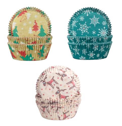 Demmler Muffinförmchen Set Weihnachten - Cupcakeförmchen mit den Motiven Elch, Schneestern, Christmastree - Maße: 5 x 5 x 2,5 cm - Insgesamt 180 Stück - Made in Germany von Demmler