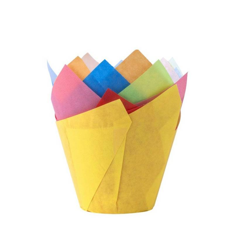 Demmler Muffinform 1616012410, Tulip Wraps farbig sort, 24 Muffinformen in Tulpenform - Made in Germany von Demmler