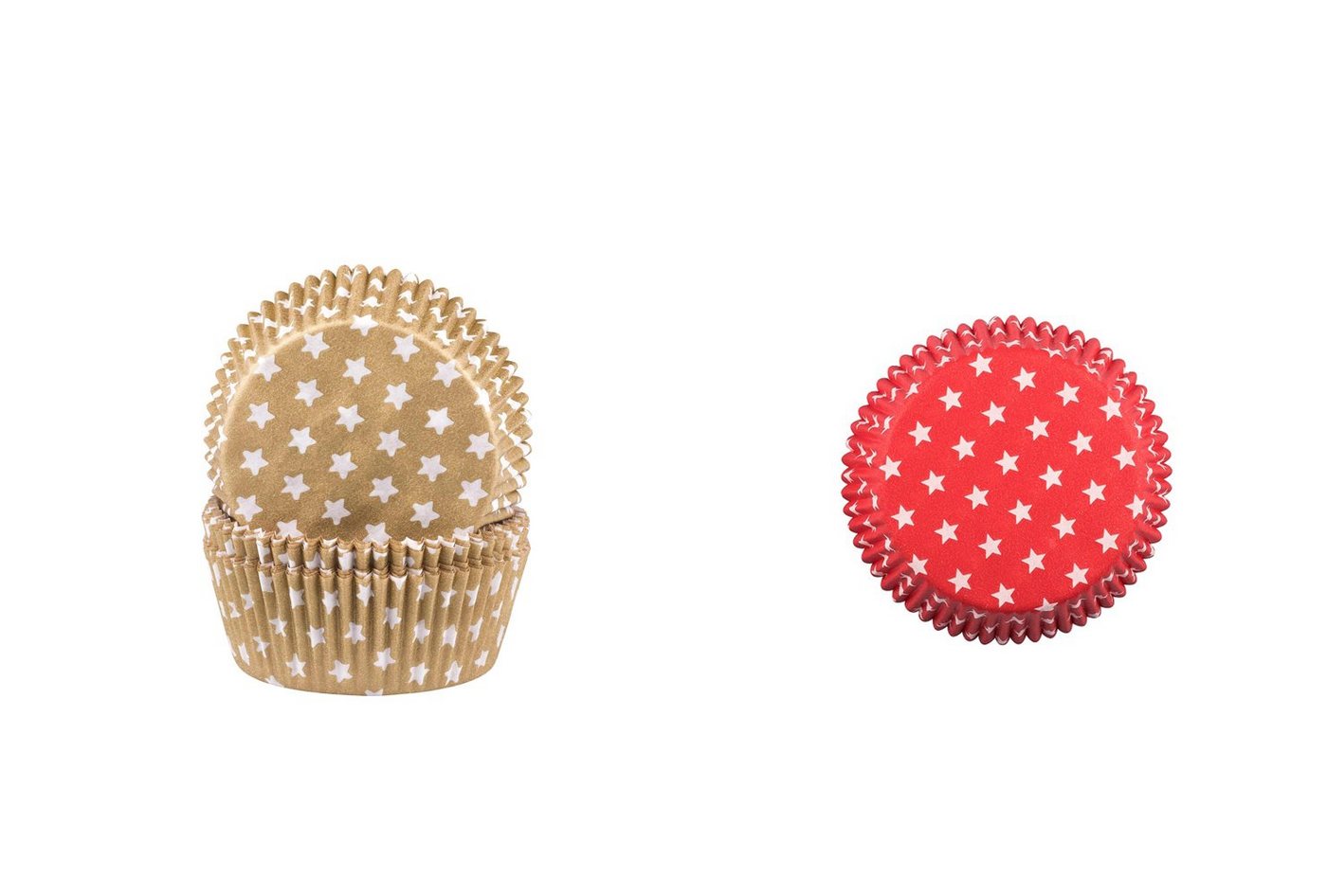 Demmler Muffinform 2er Muffin Set in rot & gold, weihnachtliche Backformen mit weißen Sternen - Made in Germany Demmler Muffinform 2er Muffin Set in rot & gold, weihnachtliche Backformen mit weißen Sternen - Made in Germany von Demmler
