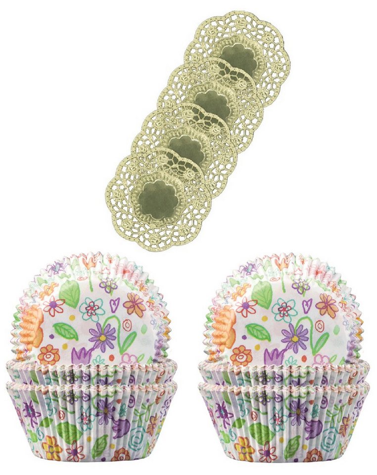 Demmler Muffinform 2er Set Blumenwiese - Inklusive Tassendeckchen in Gold, zum Dekorieren und Backen von Muffins - Made in Germany Demmler Muffinform 2er Set Blumenwiese - Inklusive Tassendeckchen in Gold, zum Dekorieren und Backen von Muffins - Made in Germany von Demmler