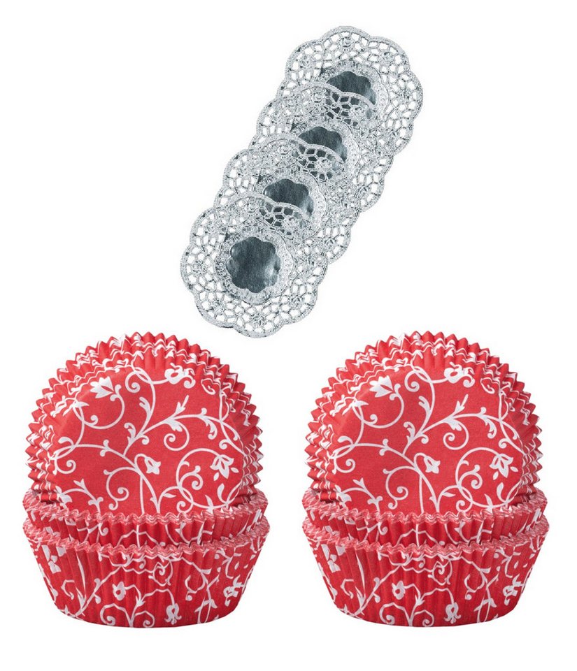 Demmler Muffinform 2er Set Classico Rot - Inklusive Tassendeckchen in Silber, zum Dekorieren und Backen von Muffins - Made in Germany Demmler Muffinform 2er Set Classico Rot - Inklusive Tassendeckchen in Silber, zum Dekorieren und Backen von Muffins - Made in Germany von Demmler