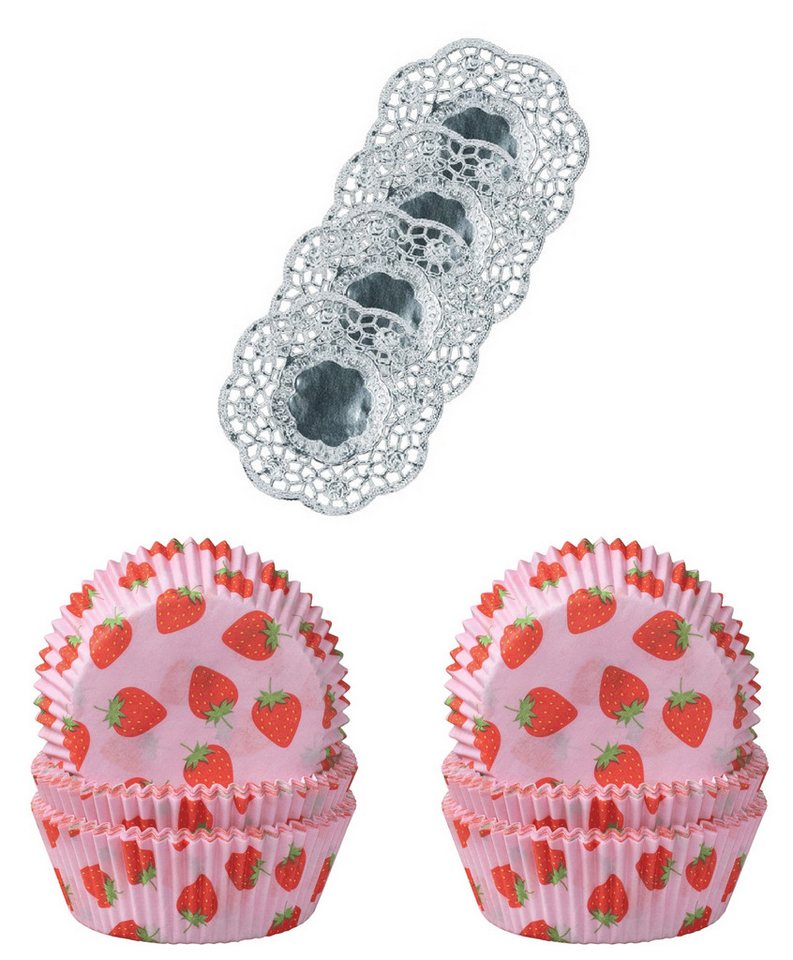 Demmler Muffinform 2er Set Erdbeeren - Inklusive Tassendeckchen in Silber, zum Dekorieren und Backen von Muffins - Made in Germany Demmler Muffinform 2er Set Erdbeeren - Inklusive Tassendeckchen in Silber, zum Dekorieren und Backen von Muffins - Made in Germany von Demmler