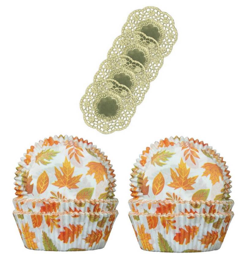 Demmler Muffinform 2er Set Herbst - Inklusive Tassendeckchen in Gold, zum Dekorieren und Backen von Muffins - Made in Germany von Demmler