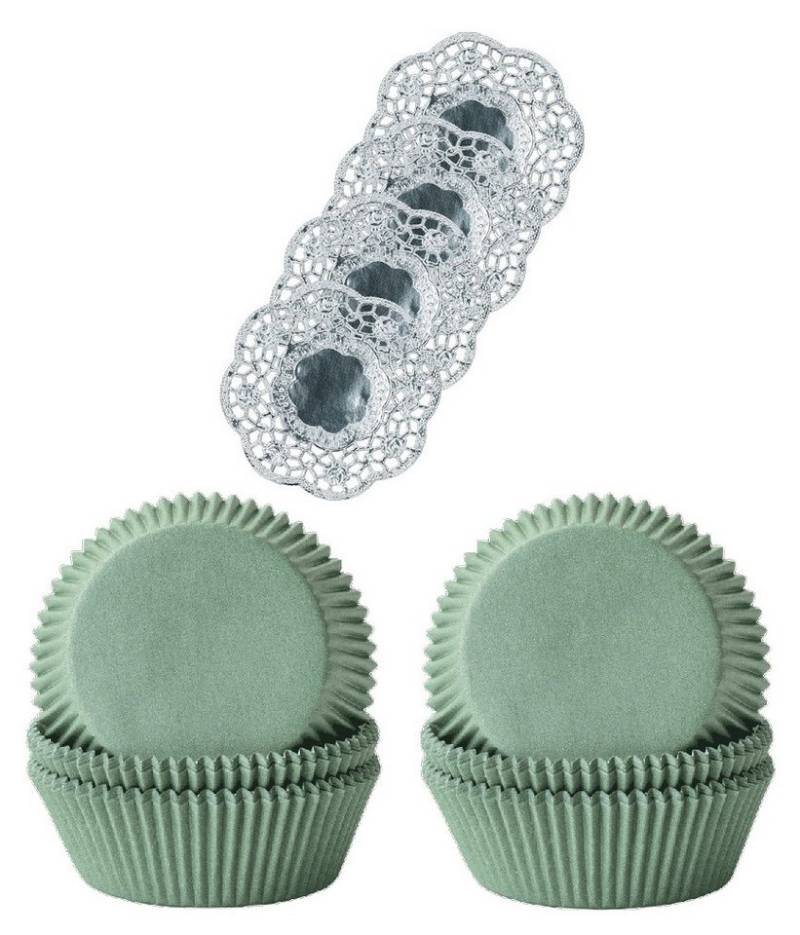 Demmler Muffinform 2er Set Jade - Inklusive Tassendeckchen in Silber, zum Dekorieren und Backen von Muffins - Made in Germany von Demmler