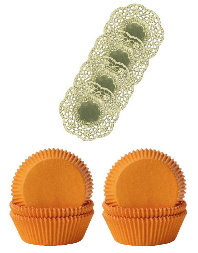 Demmler Muffinform 2er Set Mango - Inklusive Tassendeckchen in Gold, zum Dekorieren und Backen von Muffins - Made in Germany von Demmler