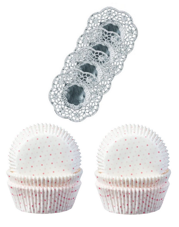 Demmler Muffinform 2er Set Mikropunkte - Inklusive Tassendeckchen in Silber, zum Dekorieren und Backen von Muffins - Made in Germany von Demmler