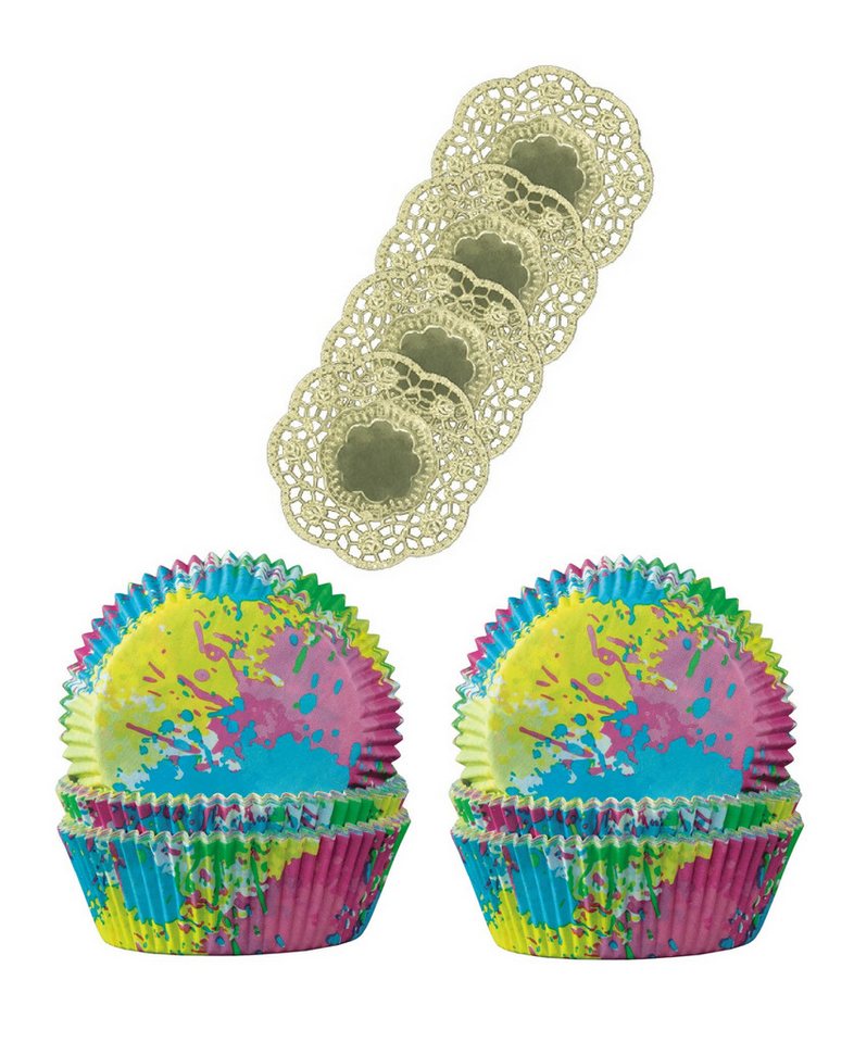 Demmler Muffinform 2er Set Multicolour - Inklusive Tassendeckchen in Gold, zum Dekorieren und Backen von Muffins - Made in Germany von Demmler