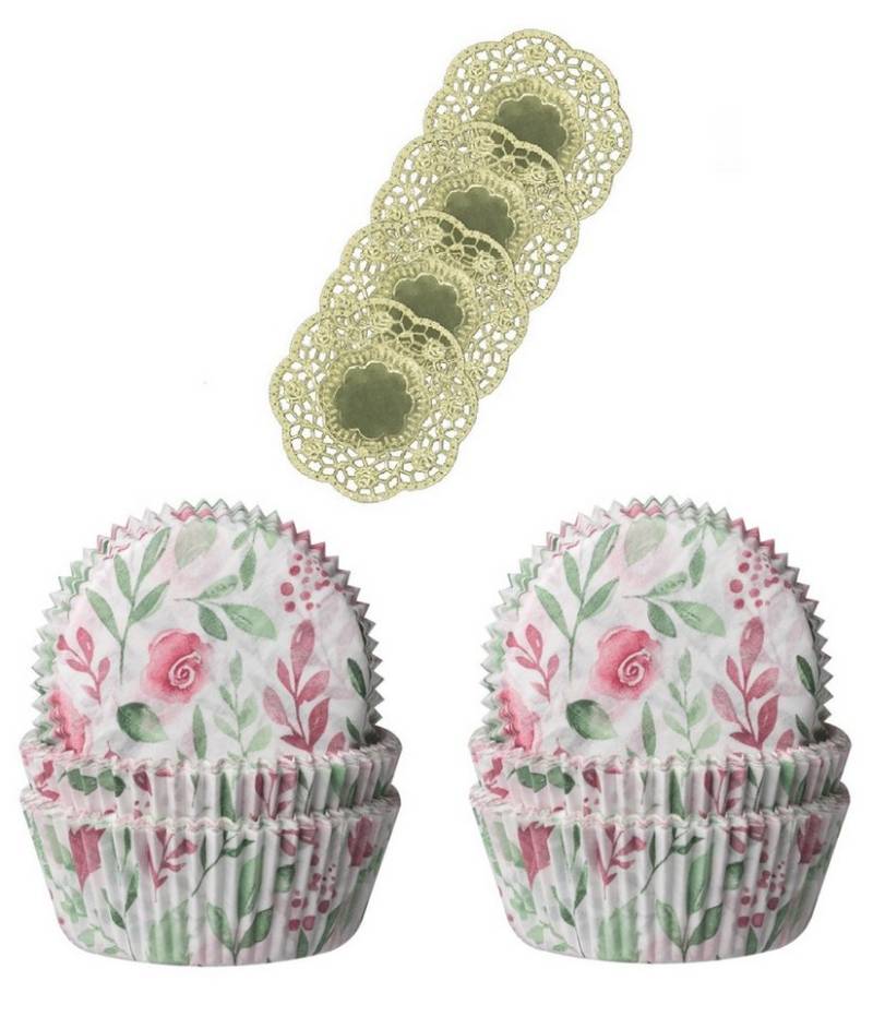 Demmler Muffinform 2er Set Rosen - Inklusive Tassendeckchen in Gold, zum Dekorieren und Backen von Muffins - Made in Germany von Demmler