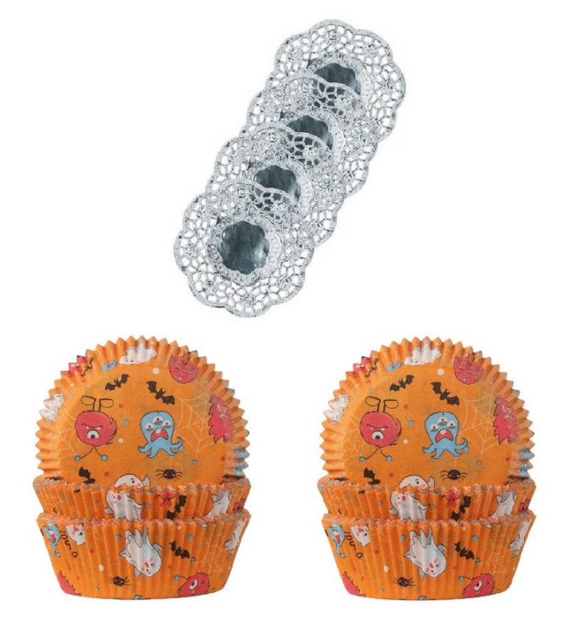 Demmler Muffinform 2er Set Spookey - Inklusive Tassendeckchen in Silber, zum Dekorieren und Backen von Muffins - Made in Germany von Demmler
