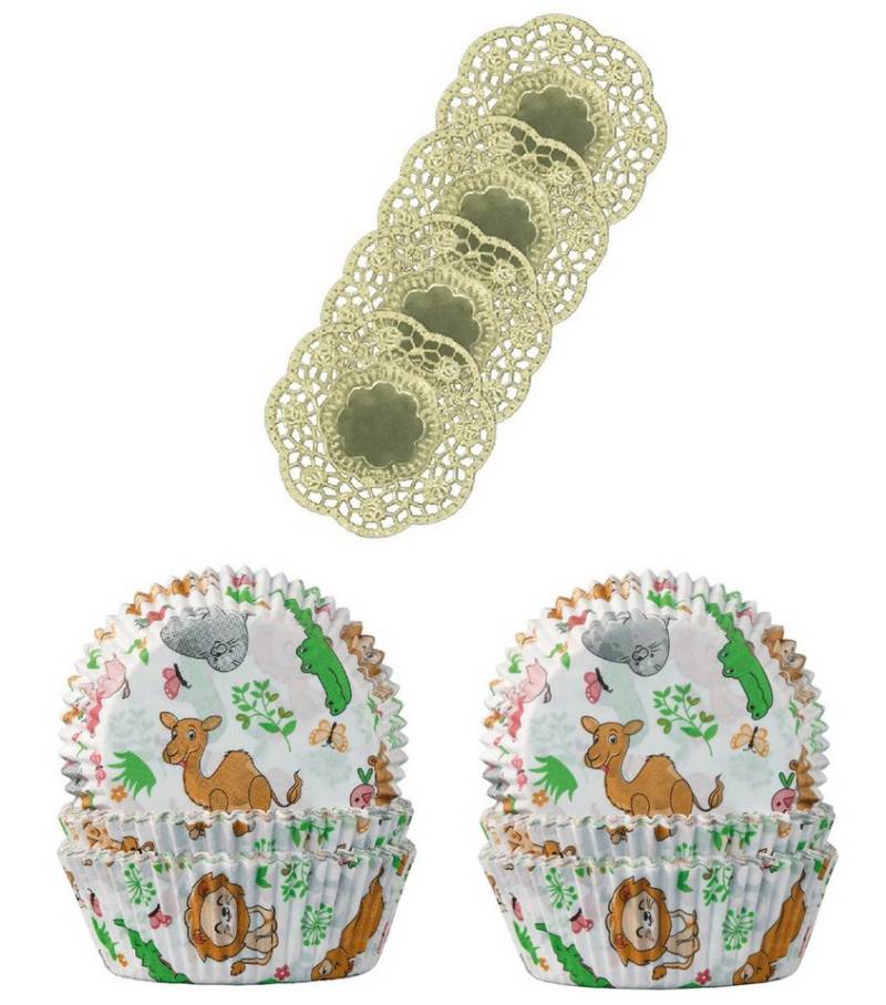 Demmler Muffinform 2er Set Tiere - Inklusive Tassendeckchen in Gold, zum Dekorieren und Backen von Muffins - Made in Germany von Demmler
