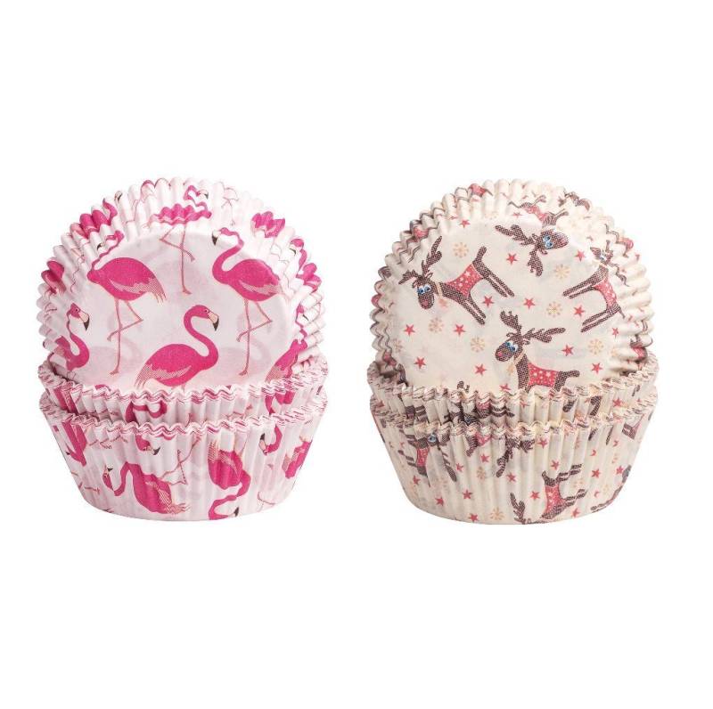 Demmler Muffinform Backformen Set - 2er Flamingo+Elch, Sets mit verschiedenen Motiven aus Papier - Made in Germany von Demmler