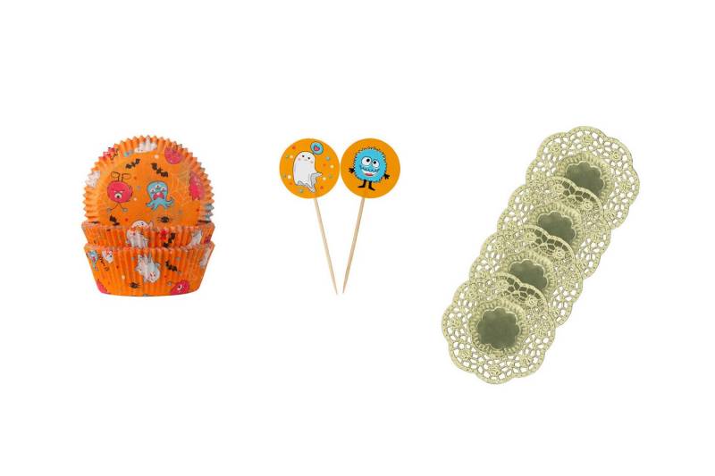 Demmler Muffinform Muffin + Picker Set - Spookey - mit goldenen Tassendeckchen, einfaches Backen und Dekorieren von Muffins und mehr - Made in Germany von Demmler