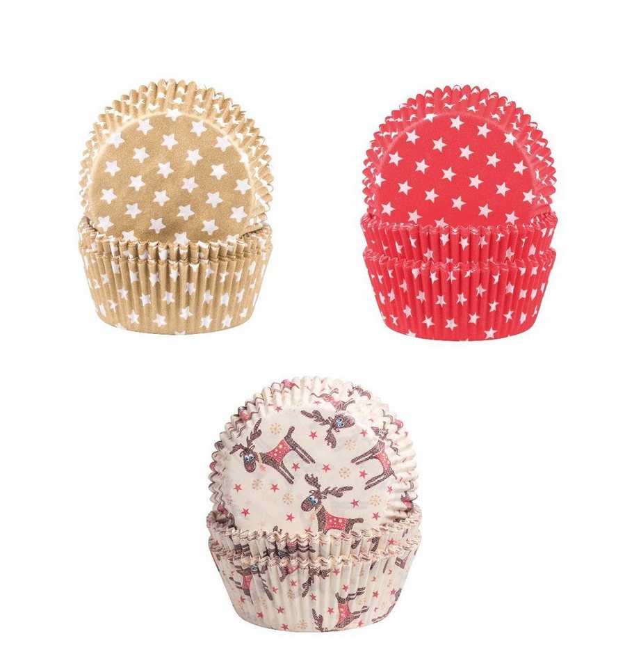Demmler Muffinform 3er Set Förmchen - Elch, Sterne auf Gold und auf Rot - je 60 Stück, Ideal für Hobbybäcker, Buffets und Mitbringsel - Made in Germany Demmler Muffinform 3er Set Förmchen - Elch, Sterne auf Gold und auf Rot - je 60 Stück, Ideal für Hobbybäcker, Buffets und Mitbringsel - Made in Germany von Demmler