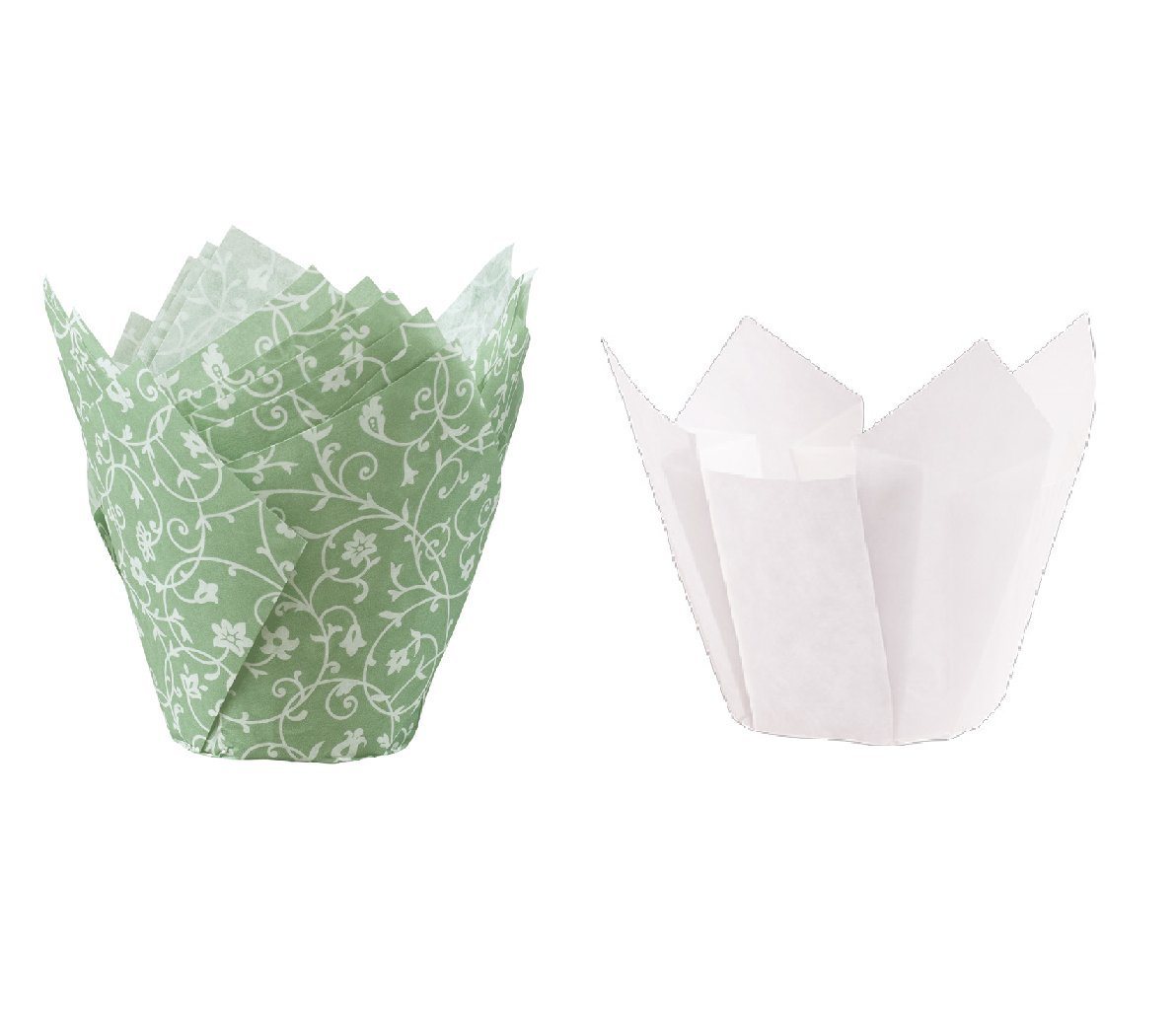 Demmler Muffinform Tulip-Wrap Set Jade/Weiß - Tulpenförmige Muffinförmchen -, zum stilvollen Anrichten von Muffins und Cupcakes - Made in Germany von Demmler