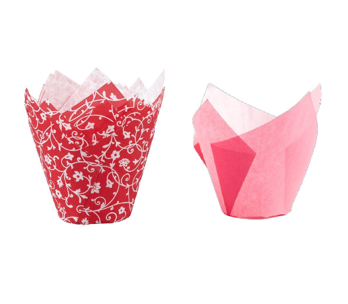 Demmler Muffinform Tulip-Wrap Set Rot/Rosa - Tulpenförmige Muffinförmchen -, zum stilvollen Anrichten von Muffins und Cupcakes - Made in Germany von Demmler