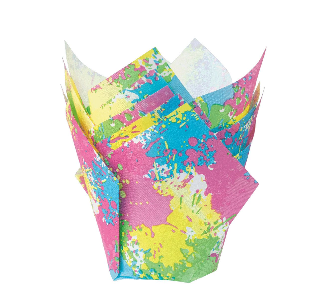 Demmler Muffinform Tulip-Wraps - 24 Stück - mit bunten Farbklecksen - ∅ 5cm, für ein stilvolles und farbenfrohes Backerlebnis - Made in Germany von Demmler