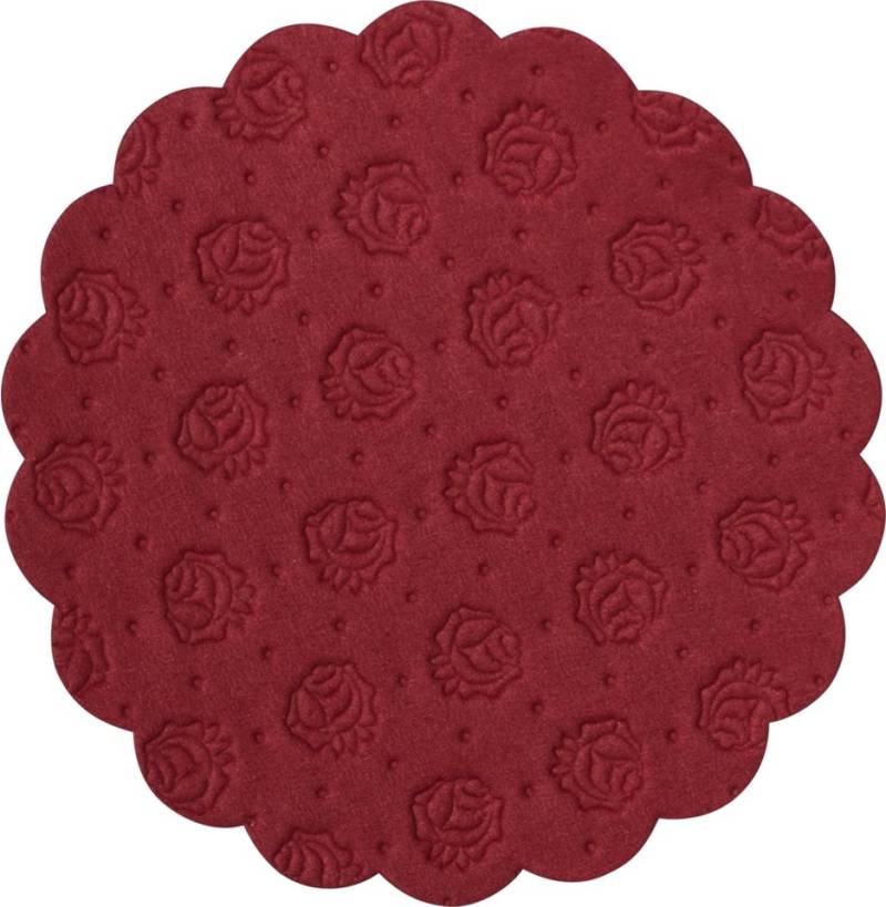 Demmler Tassenuntersetzer 500 bordeaux Tassendeckchen, Glasuntersetzer mit Rosenprägung, 9cm, Made in Germany von Demmler