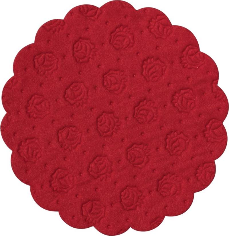 Demmler Tassenuntersetzer 500 rote Tassendeckchen, Glasuntersetzer mit Rosenprägung, 9cm, Made in Germany von Demmler