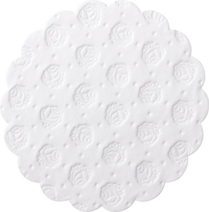 Demmler Tassenuntersetzer 500 weiße Tassendeckchen, Glasuntersetzer mit Rosenprägung, 9cm, Made in Germany von Demmler