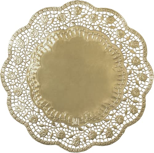 Demmler Tortendekoration/Tortenunterlage/Tortenspitzen - Rund ø 33cm - Farbe: Gold - ästhetische Unterlage für Torten und Kuchen - 100 Stück - Made in Germany von Demmler