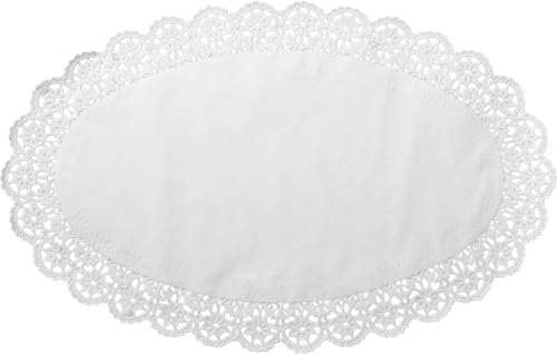 Demmler Tortenspitzen - Rund - Tortendekoration - Tortenunterlage - Oval: 37 x 24 cm - Farbe: Weiß - 100 Stück - Made in Germany von Demmler
