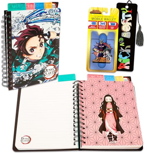 Demon Slayer Journal Set - Anime Bundle with Tanjiro Tabbed Notebook Plus Mobile Wallet and Bookmark Gift Set for Teens, and Adults von Demon Slayer