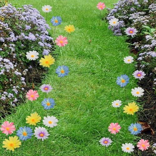 20 Stück Gänseblümchen-Blumen-Gartenstecker, Dekoration, Muttertag, Metall, Gänseblümchen, Gartenpfähle, Eisenhandwerk, handgeschmiedete Pflanzenspieße, wasserdicht, Metall-Blumenstab-Dekoration für 20 Stück Gänseblümchen-Blumen-Gartenstecker, Dekoration, Muttertag, Metall, Gänseblümchen, Gartenpfähle, Eisenhandwerk, handgeschmiedete Pflanzenspieße, wasserdicht, Metall-Blumenstab-Dekoration für von Demonwer