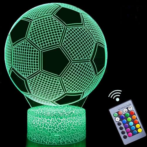 Fußball Nachtlicht, 3D Fußball Lampe mit 16 Farben ändern Touch, Fernbedienung, dekorative Tisch Schreibtisch Lampe, Geburtstagsgeschenk für Jungen Kinder Sport Liebhaber von Demoyaya