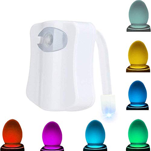 Demoyaya WC-Lichter im Inneren, WC-Sensor, WC-Licht, Batterie, Toilettenschüssel-Nachtlicht mit 8 Farbwechsel, Sensor-LED-Waschraum-Nachtlicht passt auf jede Toilette (8 Color) von Demoyaya